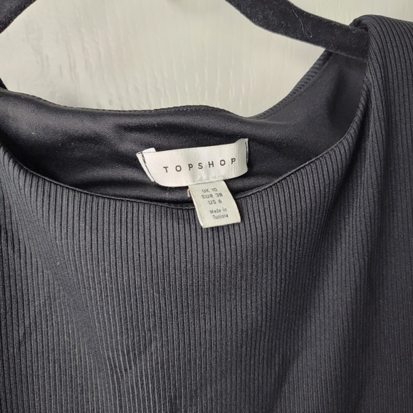 Topshop Shoulder pads Womens Black Mini Bodycon Dress Size 6 - Picture 5 of 7